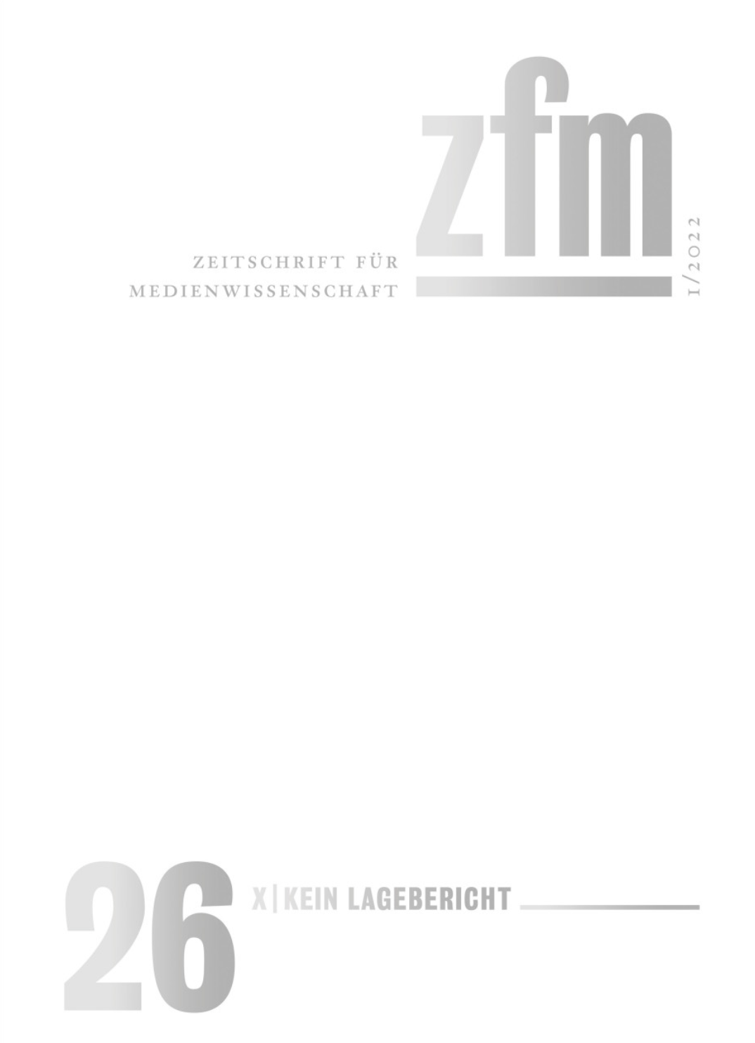Cover of Zeitschrift für Medienwissenschaften